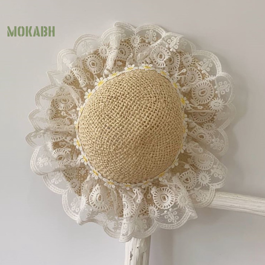 Nón Cối Rộng Vành Thoáng Khí Kèm Dây Đeo Co Giãn Chống Tia UV Thời Trang Mùa Hè Cho Bé Gái