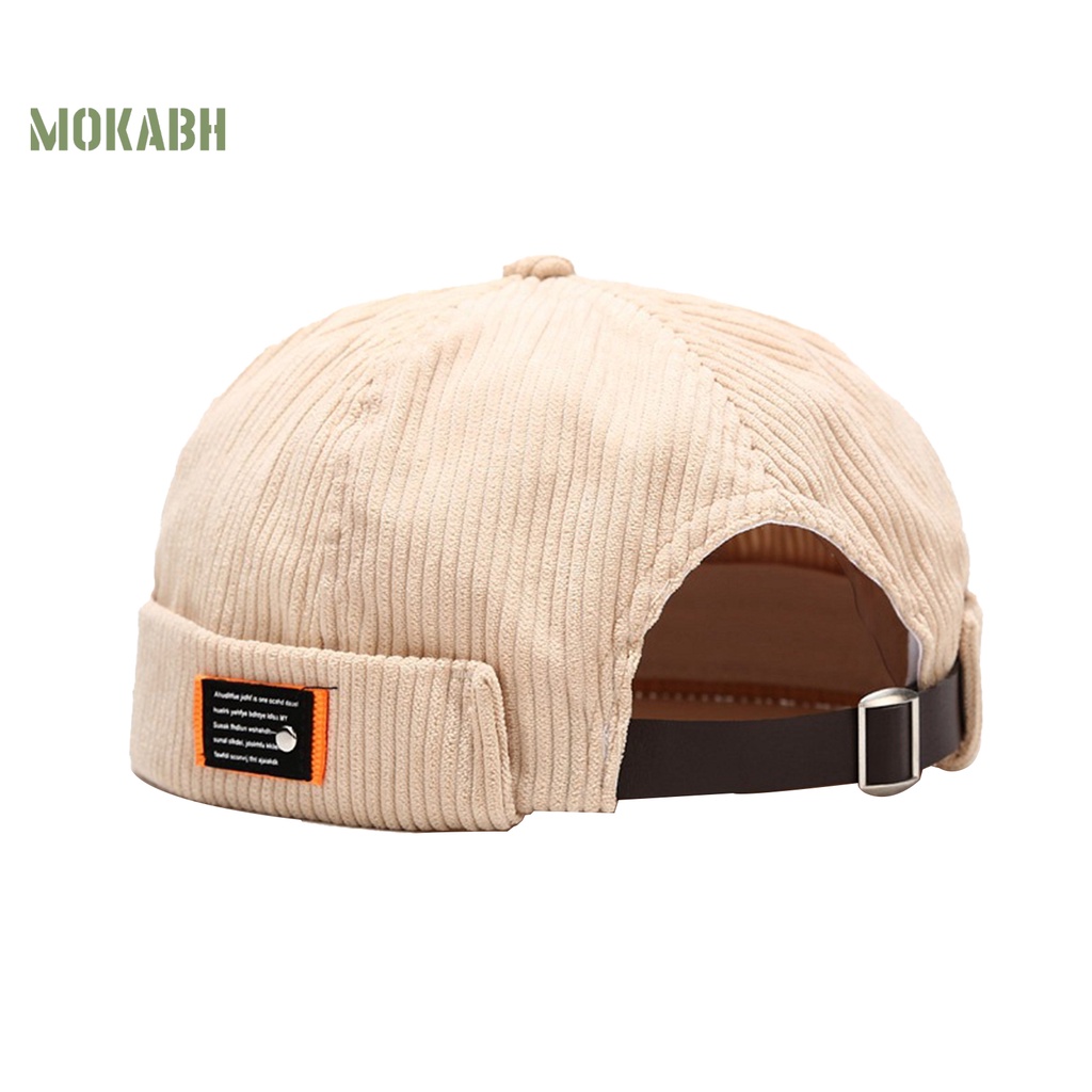 [Mok Abh] Mũ Beanie Vải Nhung Mềm Mại In Logo Vòm Màu Trơn Có Thể Điều Chỉnh Phong Cách Retro Đường Phố Cho Nam Và Nữ
