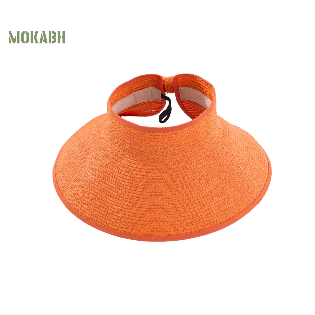 [Mok Abh] Mũ Chống Nắng Mỏng Rộng Vành Hở Chóp Đính Nơ Sau Lưng Thấm Hút Mồ Hôi Thời Trang Đi Biển