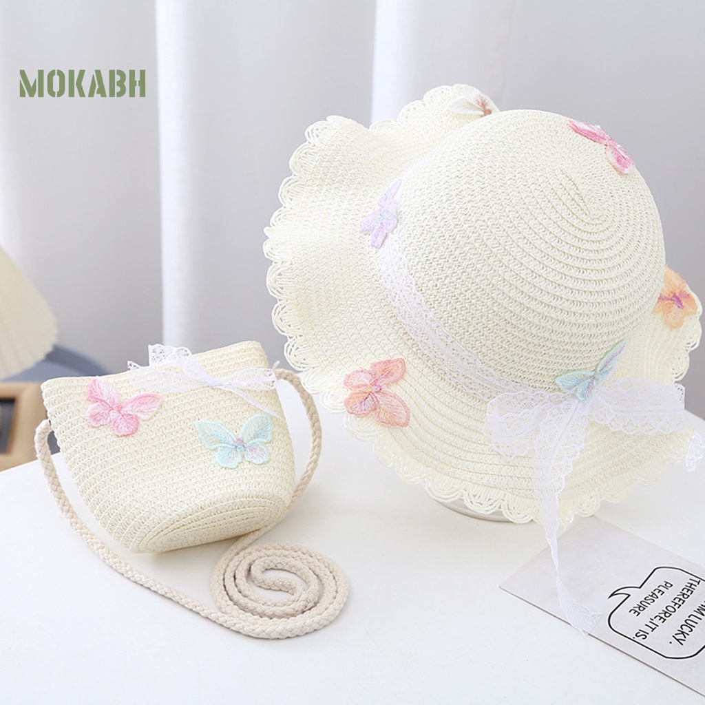 Mũ Cói Chống Nắng Thoáng Khí Trang Trí Nơ Xinh Xắn Cho Bé Gái
