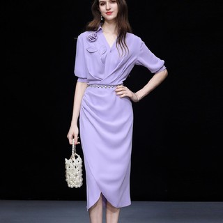 Đầm Nữ Cổ Chữ V In Hoa Thời Trang Thanh Lịch