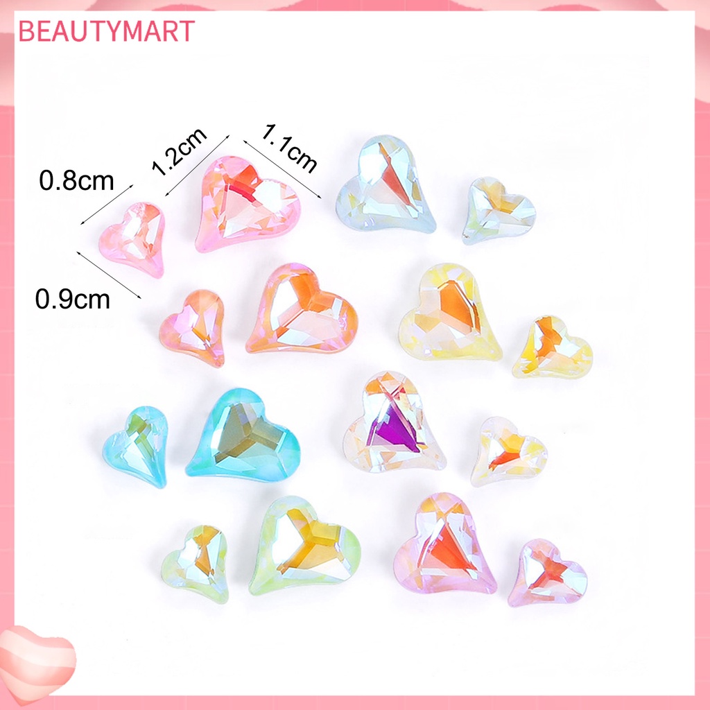 Bộ 10 Hạt Đá Hình Trái Tim Trang Trí Móng Tay DIY