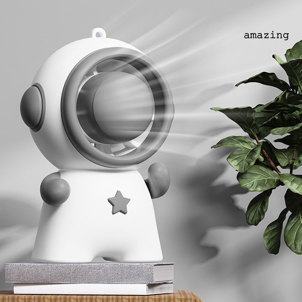 1 Bộ Quạt Nhỏ Tích Hợp Móc Khóa 3 Mức Tốc Độ Gió Góc Rộng Hình Phi Hành Gia Hoạt Hình Tiếng Ồn