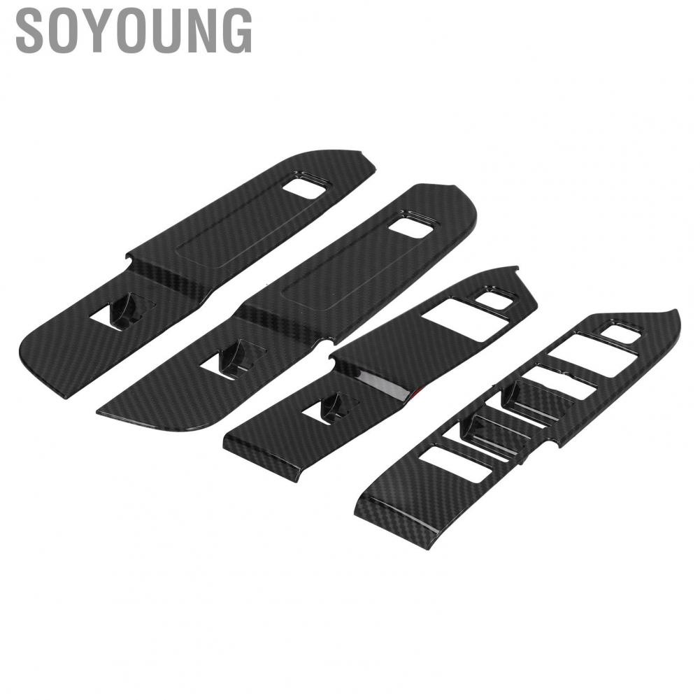 Soyoung 4PCS Window Lift Panel Switch Frame Carbon Fiber Color Replacement for Land Rover Defender 2020 Left Hand Drive