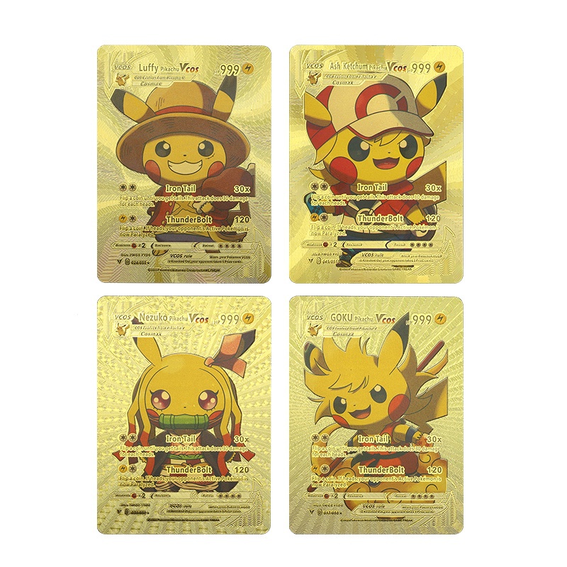 Bộ 55 Thẻ Bài Pokemon, Kim Mạ Vàng Cầu Vồng, Pikachu Người Nhện Luffy Thẻ cao cấp Trò Chơi, món quà sinh nhật của trẻ em
