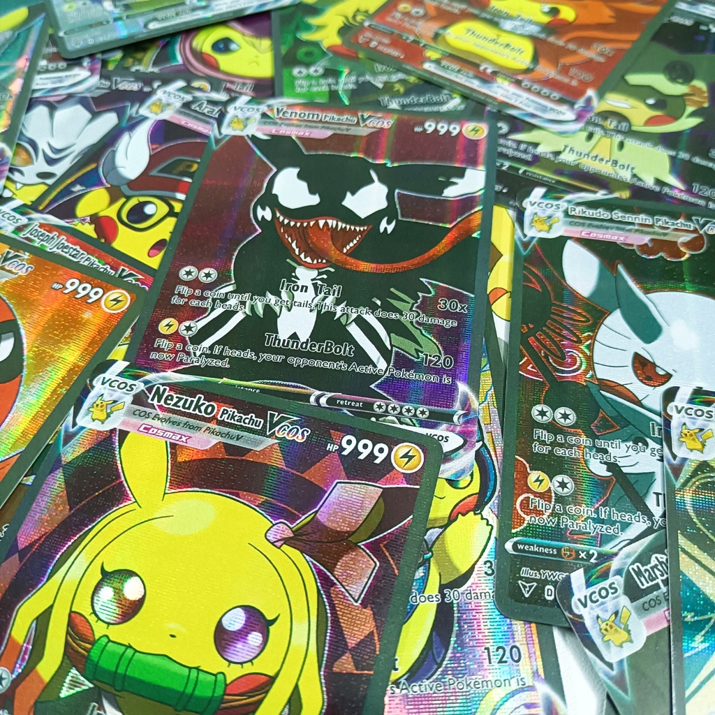 Bộ 55 Thẻ Bài Pokemon Hình ba chiều Chơi bài Pikachu cực dễ thươ thẻ sáng bóng đồ chơi trẻ em
