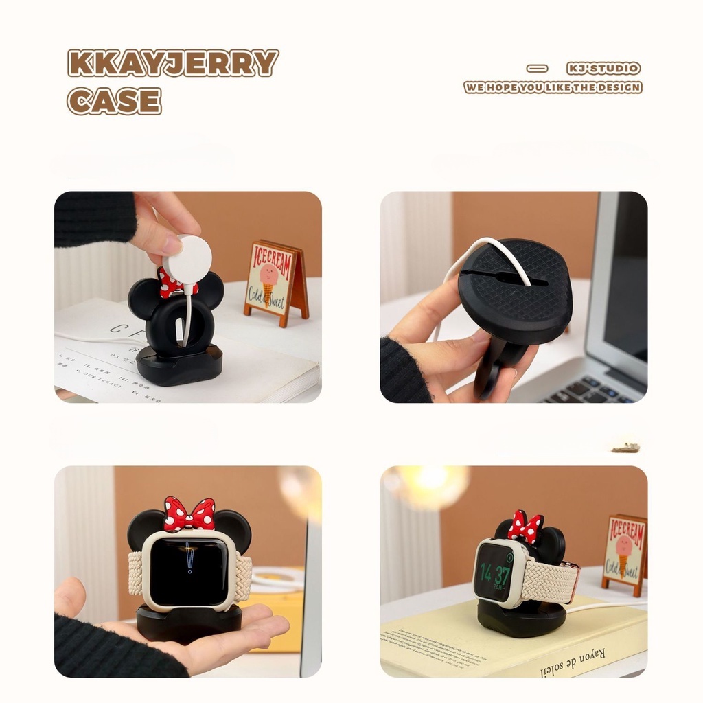 Đế Sạc Bằng Silicon Hình Hoạt Hình 3D Cho Apple Watch Ultra se Series 8 7 6 5 4 3 2 1