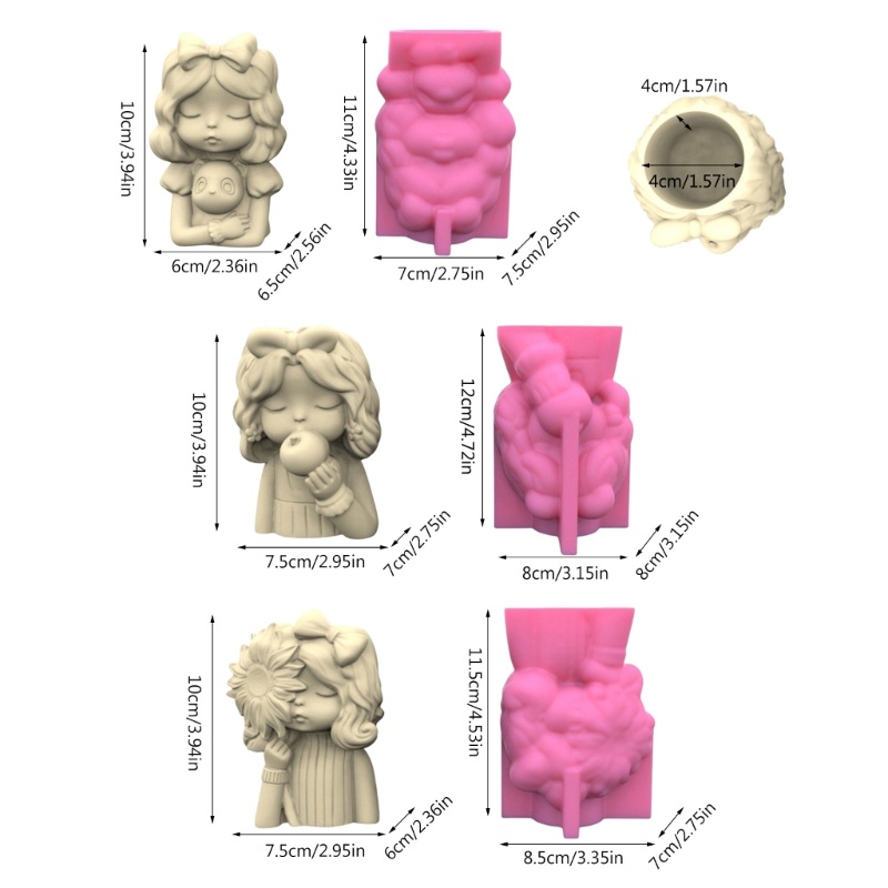Bộ 3 Khuôn Làm Giá Đỡ Bút Hình Chậu Hoa Bằng Nhựa Epoxy Độc Đáo Trang Trí Nhà Cửa DIY