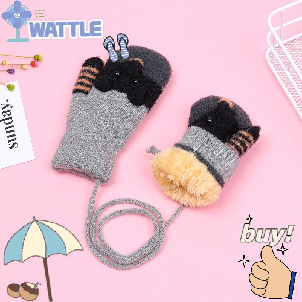 Găng Tay Giữ Ấm Ngón Tay Chất Liệu Nhung Họa Tiết Hoạt Hình Cho Bé 0-3 Tuổi