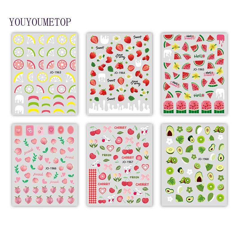 Set 6 Tấm Hình Dán Trái Cây Mùa Hè Trang Trí Móng Tay Nghệ Thuật