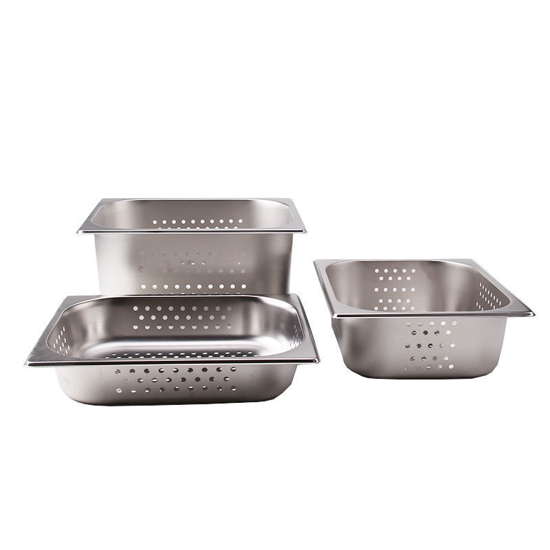 Khay Inox Dày Đục Lỗ Hình Chữ Nhật Đựng Thức Ăn Chiên Ráo Nước