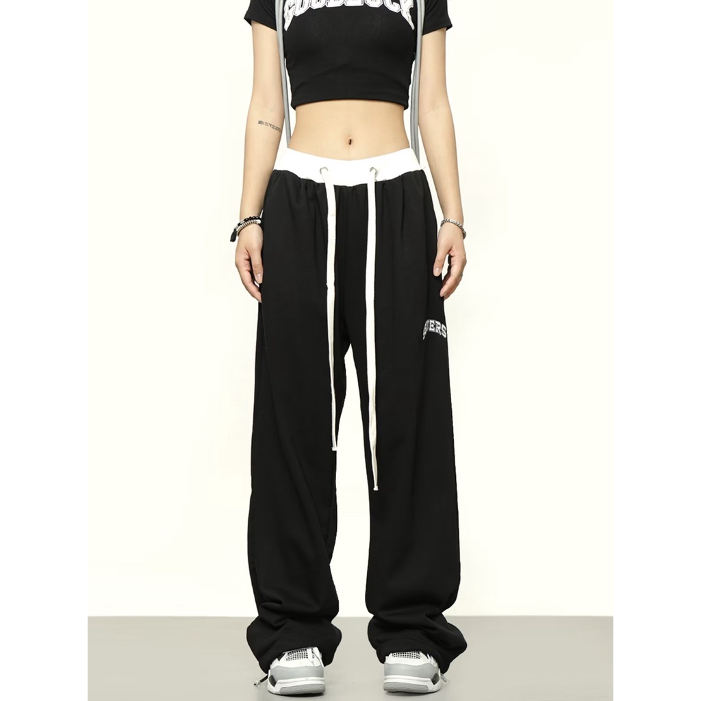 Quần Thể Thao Dáng Suông Rộng Màu Sắc Tương Phản Phong Cách Hiphop Đường Phố Cho Nam Và Nữ