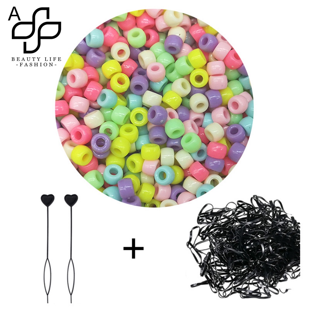 1 Bộ Hạt Xỏ Vòng Tay / Dây Thun Nhiều Màu Với Lỗ To Làm Trang Sức Nghệ Thuật