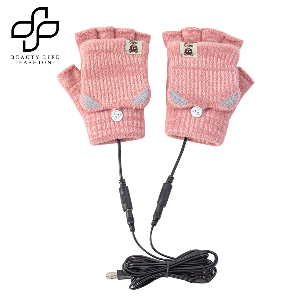 1 Đôi Găng Tay Giữ Ấm Hở Ngón Hình Gấu Dễ Thương