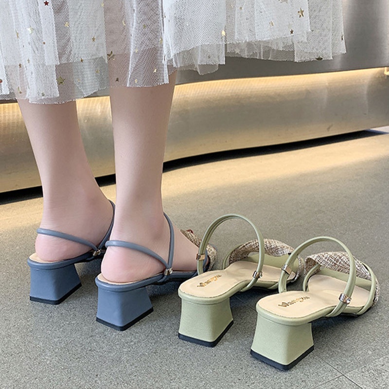 Xăng đan Cao Gót Hở Ngón Thoải Mái Màu Sắc Thanh Lịch Cho Nữ