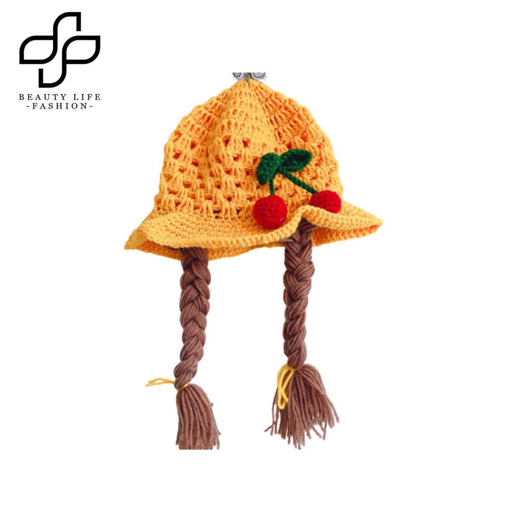 Nón Len Dệt Hoa Hướng Dương / Cherry Dùng Làm Đạo Cụ Chụp Ảnh Cho Bé Gái
