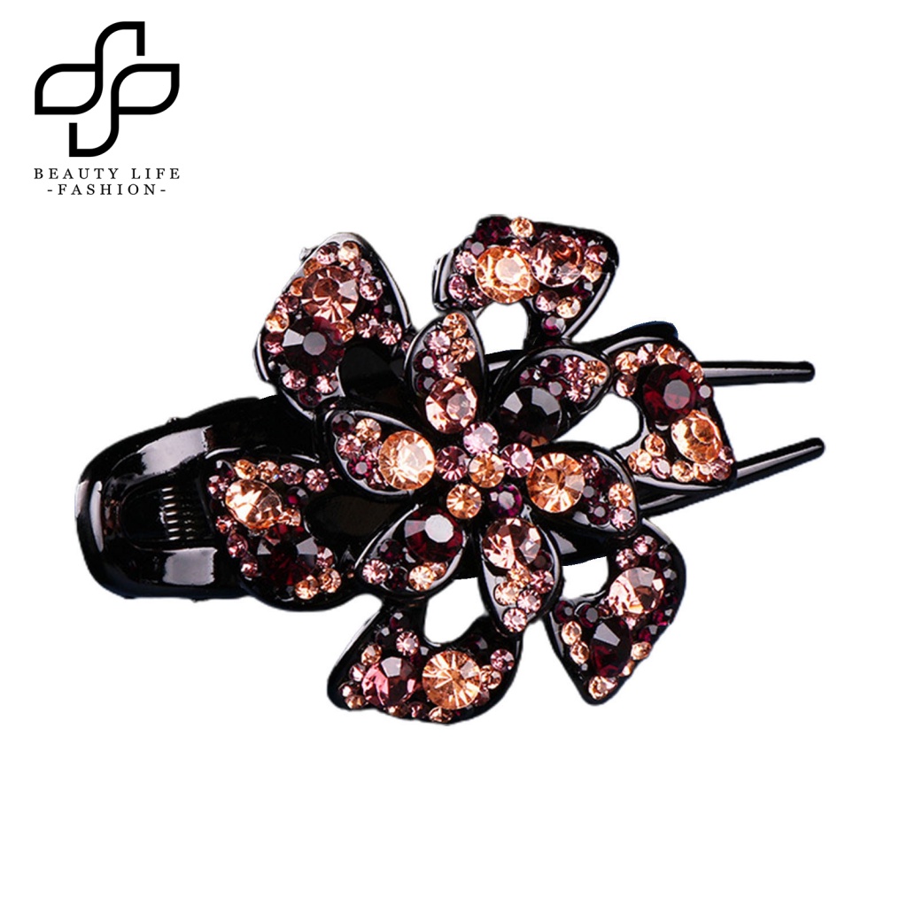 Kẹp Tóc Hình Hoa Đính Đá Chống Trượt Bằng Acrylic Thời Trang Cho Nữ
