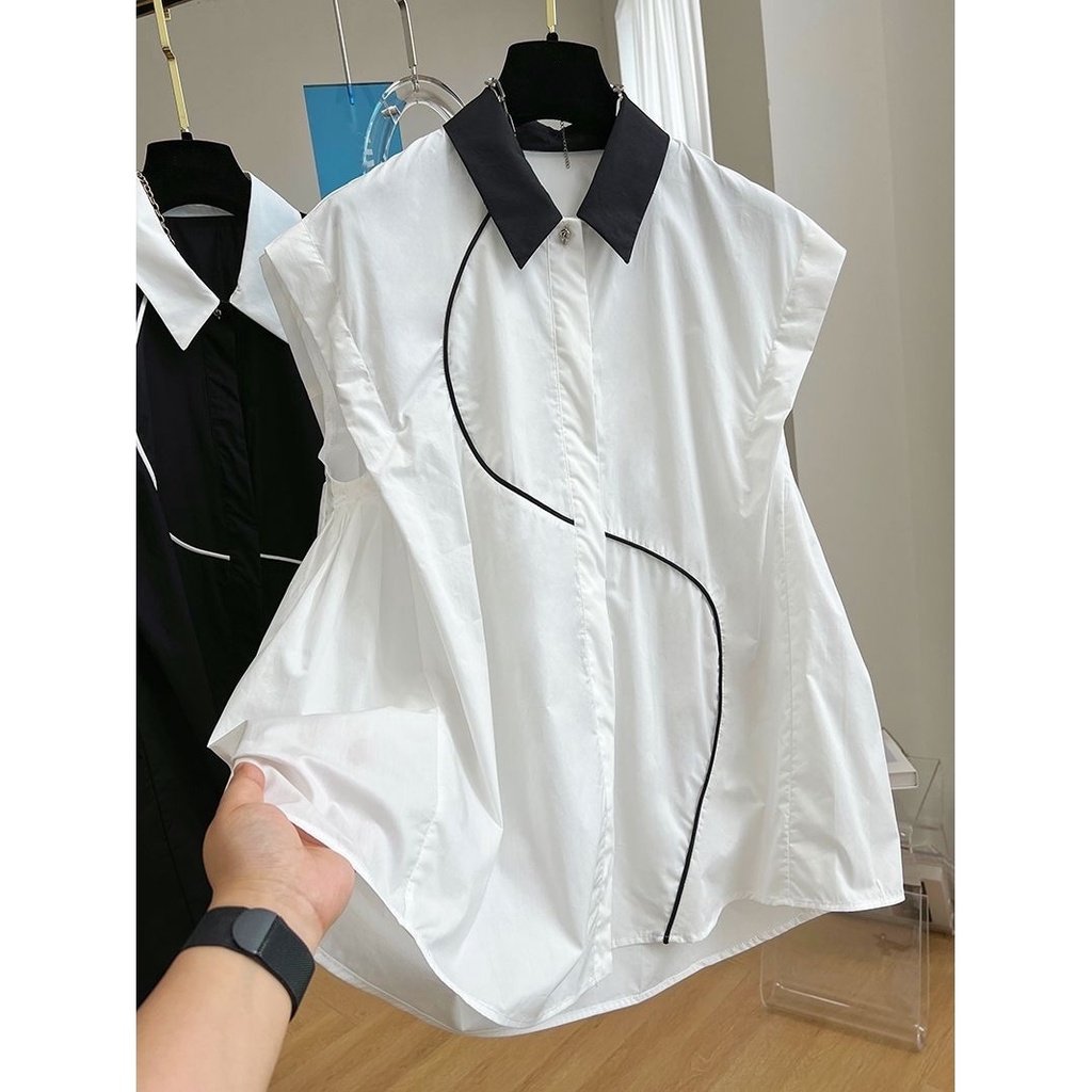 Áo Sơ Mi Mùa Hè Dáng Chữ A Không Tay Che Bụng Phong Cách Hàn Quốc Cho Nữ