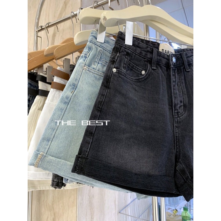Quần Short Denim Lưng Cao Ống Rộng Thời Trang Mùa Hè Hàn Quốc 2023