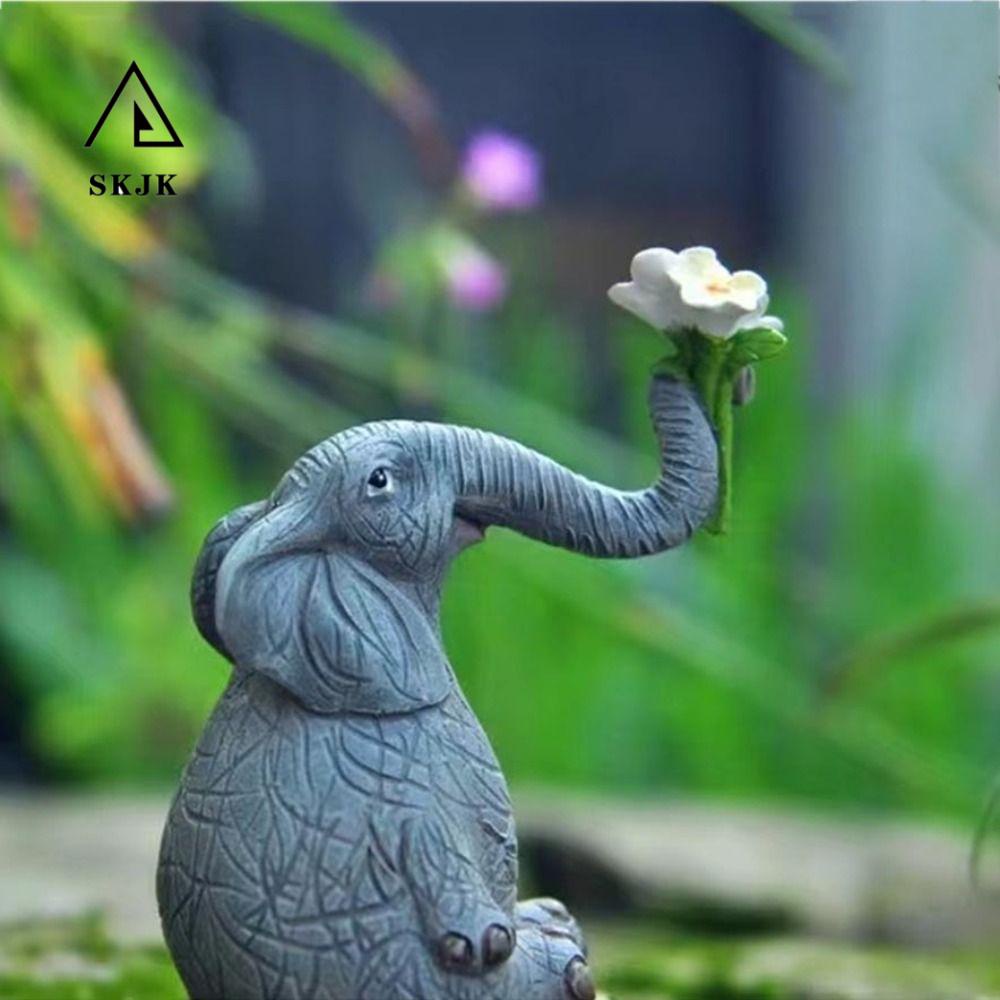 Tượng Voi Bằng Nhựa Resin Dễ Thương Dùng Trang Trí Tiểu Cảnh