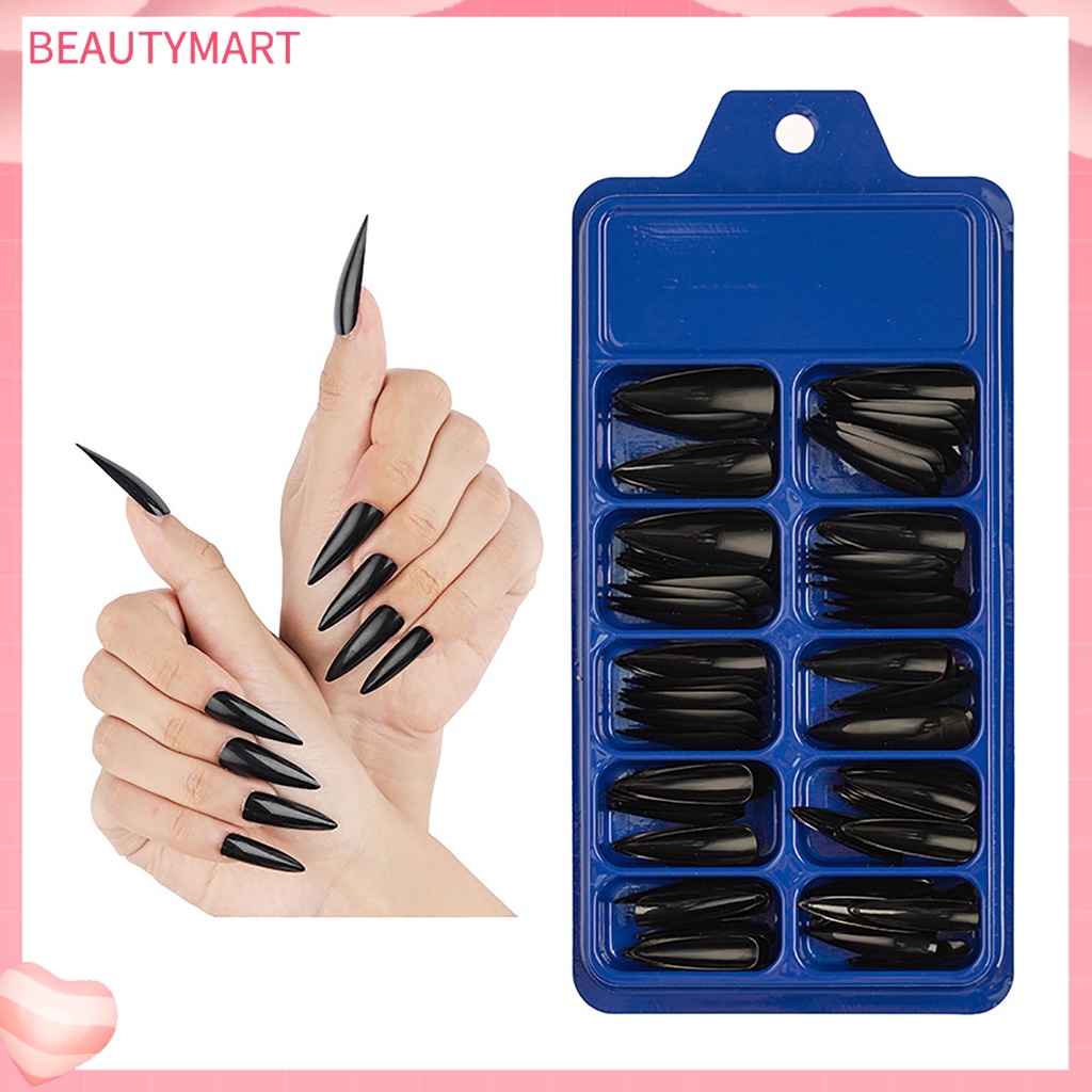 Bộ 100 Móng Tay Giả Toàn Diện Màu Trơn Thời Trang