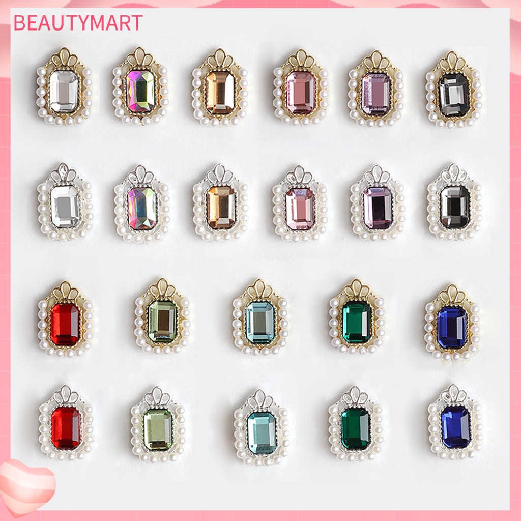 Set 5 Nhẫn Đính Ngọc Trai Giả Hình Bát Giác Dùng Trang Trí Móng Tay DIY