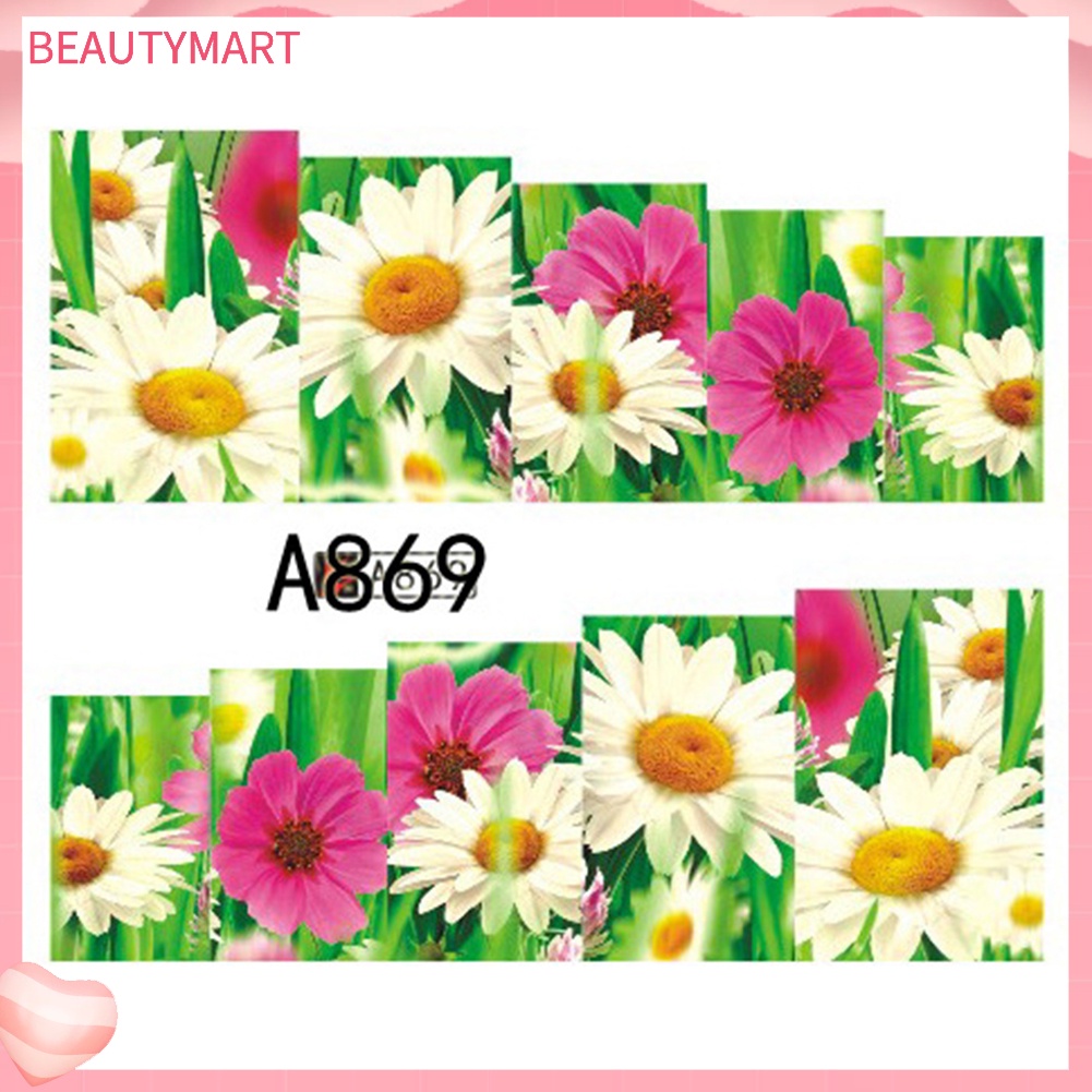 1 Tờ Miếng Dán Chuyển Nước Hình Hoa Nhiều Màu Trang Trí Móng Tay Nghệ Thuật DIY