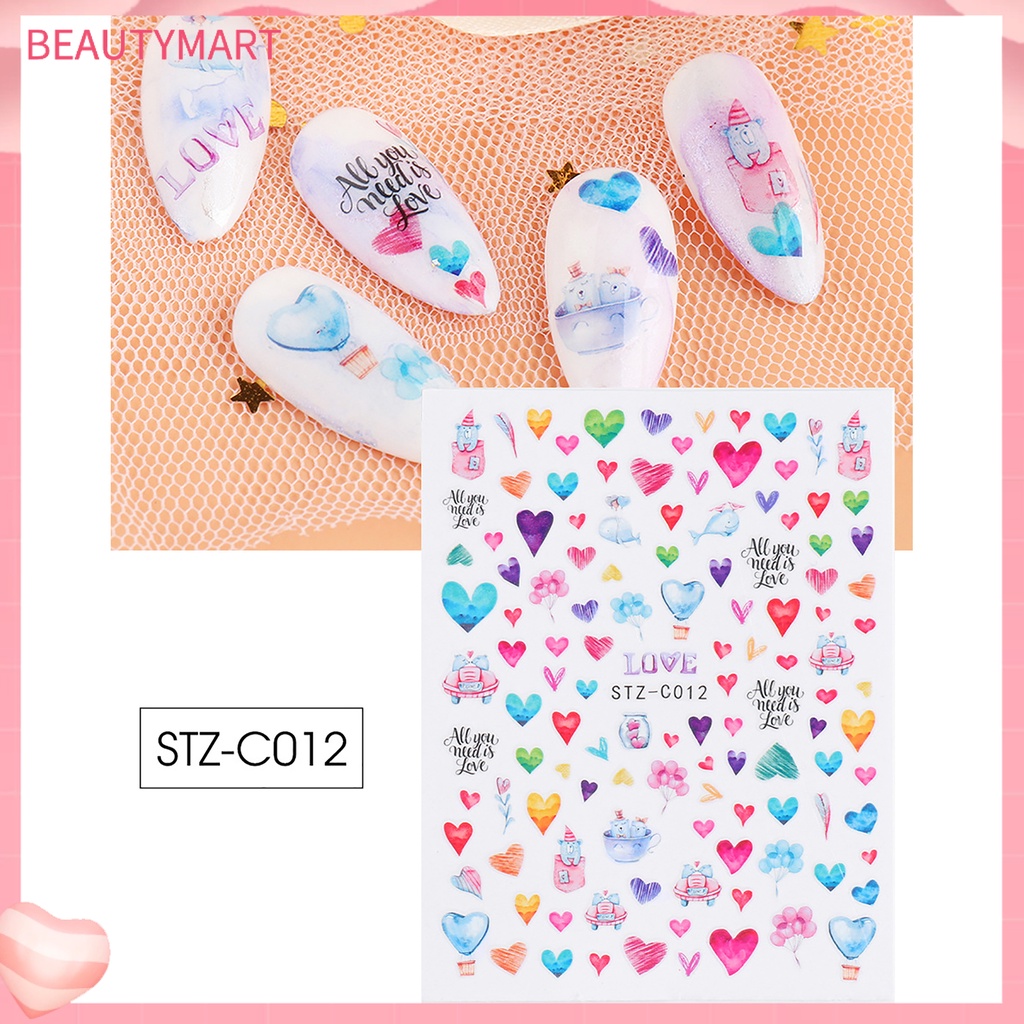 Miếng Dán Trang Trí Móng Tay Hình Trái Tim Dễ Thương Dành Cho Cặp Đôi