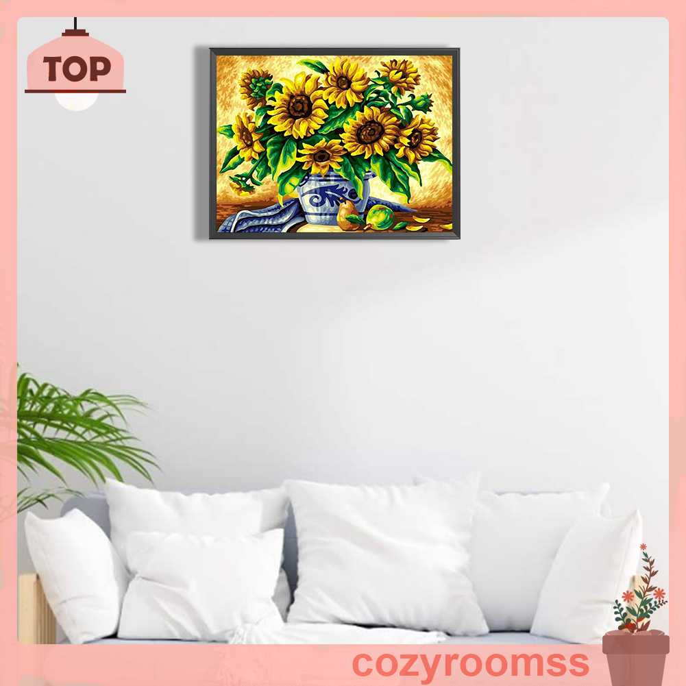 Tranh Đính Đá Kim Cương Toàn Bộ 5D DIY Hình Vẽ Hoa Trang Trí Nhà Cửa