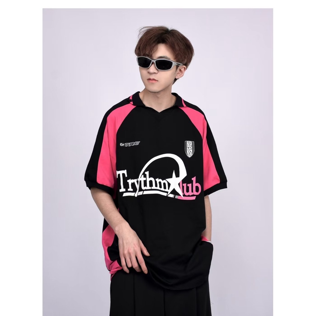 Áo Thun Tay Ngắn Dáng Rộng Phong Cách Đường Phố Mỹ Màu Sắc Tương Phản Thời Trang Cho Nam Và Nữ