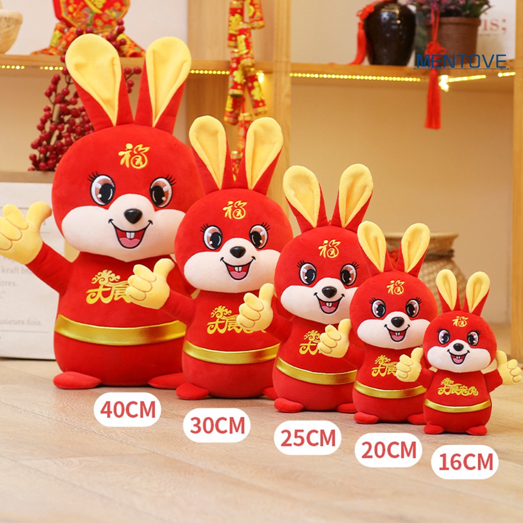 Đồ chơi nhồi bông Hình Thỏ 3D Phong Cách Trung Hoa 16 / 20 / 25 / 30 / 40cm Cho Năm Mới