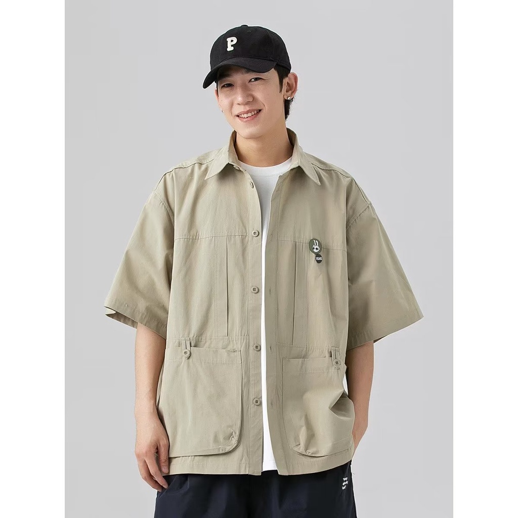 Áo Sơ Mi Tay Ngắn Dáng Rộng Thời Trang Mùa Hè 2023 Phong Cách Mới Cho Nam