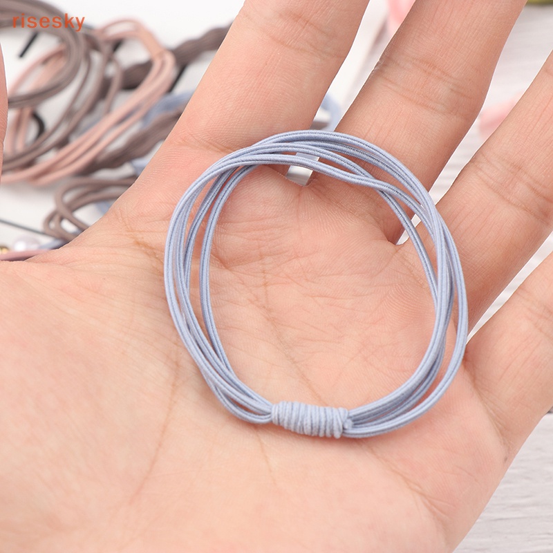 Set 25 Dây Cột Tóc Thắt Nút Co Giãn Đính Ngọc Trai Cơ Bản Dành Cho Bạn Nữ