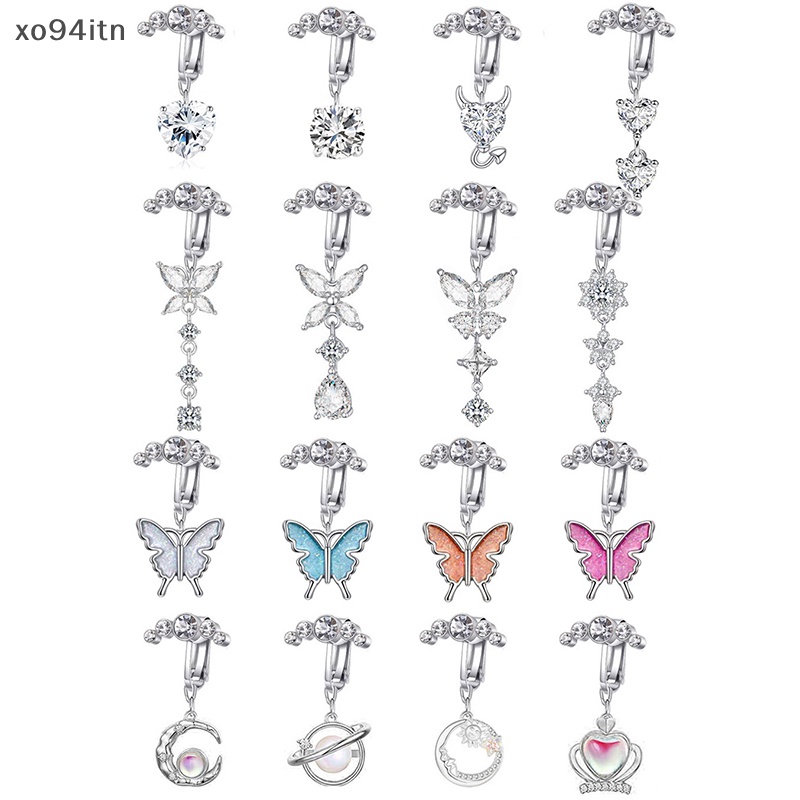 Khuyên Rốn Hình Bướm Bằng Thép Không Gỉ Dát Đá Zircon