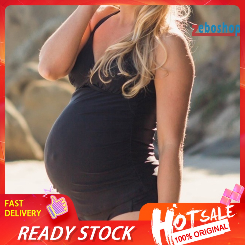 Bộ Đồ Bơi Cổ Chữ V Có Đệm Mút Mỏng Nhẹ Thoáng Khí Thời Trang Cho Mẹ Bầu