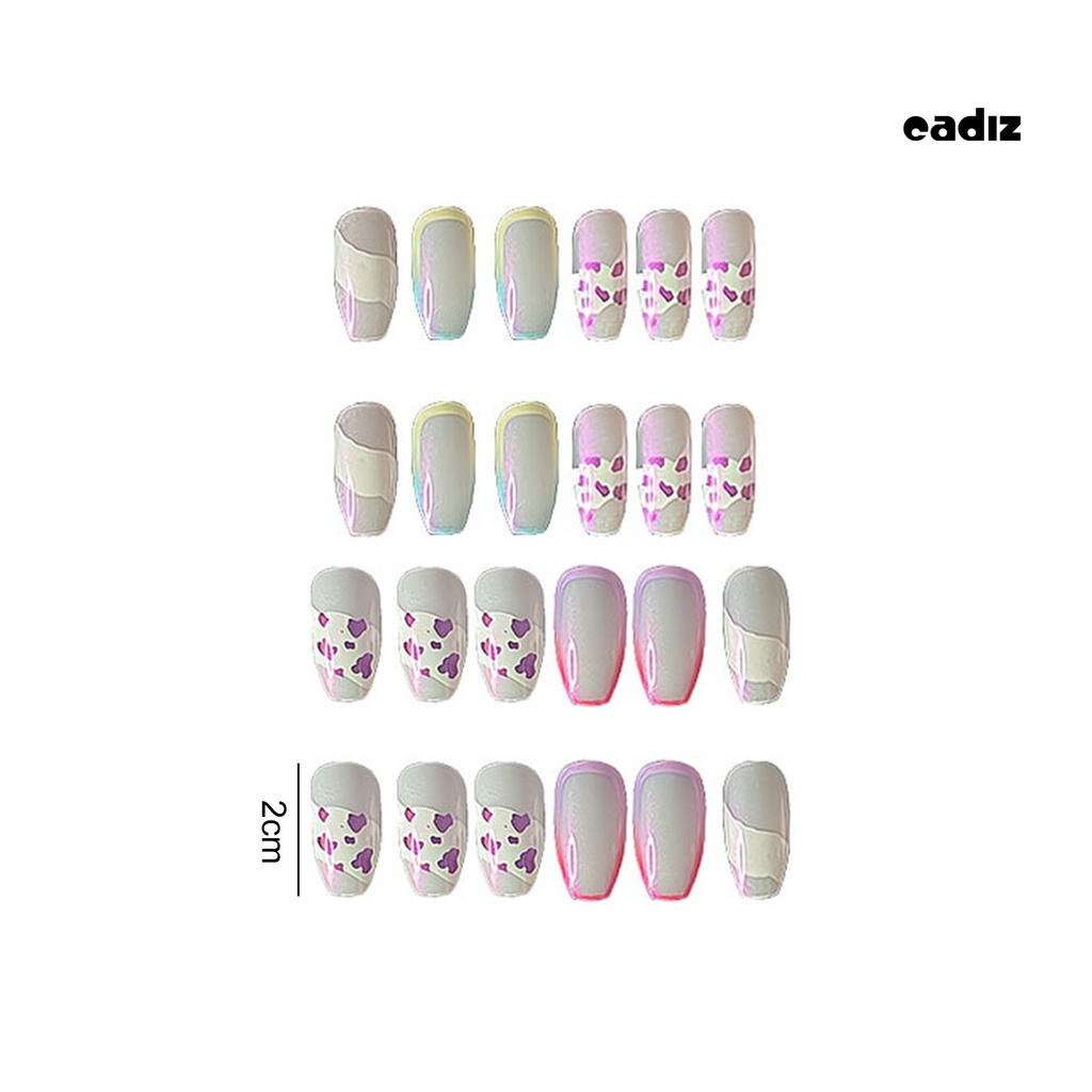 1 Bộ Móng Tay Giả Che Phủ Toàn Diện Tháo Rời Được Chống Phai Màu Họa Tiết Sọc Cầu Vồng Cho Salon