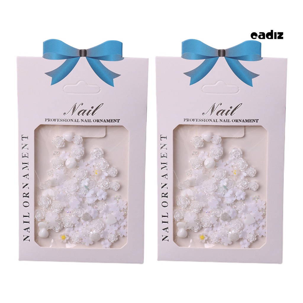 Set 2 Túi Phụ Kiện Trang Trí Móng Tay Nghệ Thuật Hình Hoa Hồng Sáng Bóng Dễ Tháo Rời DIY