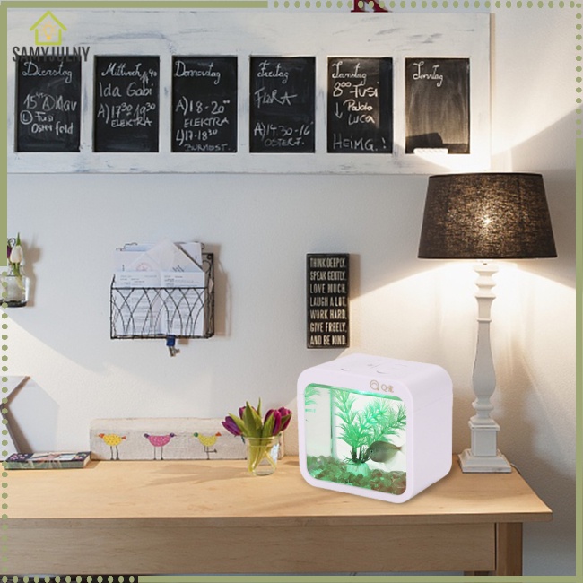 Hộp Bể Cá Mini Có Đèn 5 Màu Với Vỏ Tháo Rời Được Sáng Tạo