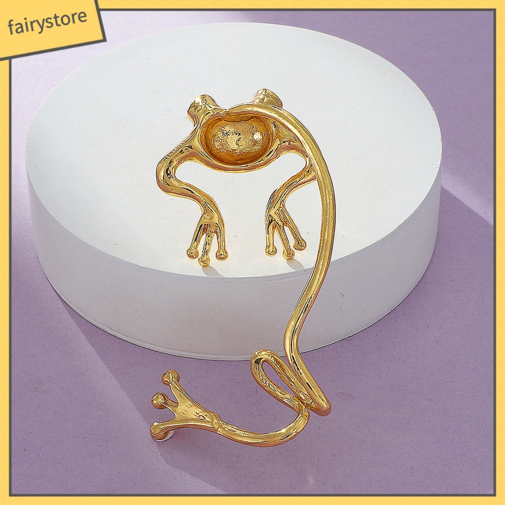 1 Khuyên Kẹp Vành Tai Hình Ếch Bằng Hợp Kim Phong Cách Hip Hop Cổ Điển