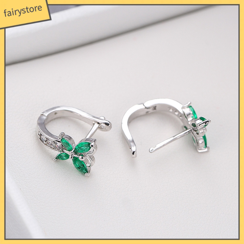 1 Đôi Bông Tai Hình Bướm Đính Đá Zircon Lấp Lánh Phong Cách Vintage Dành Cho Nữ