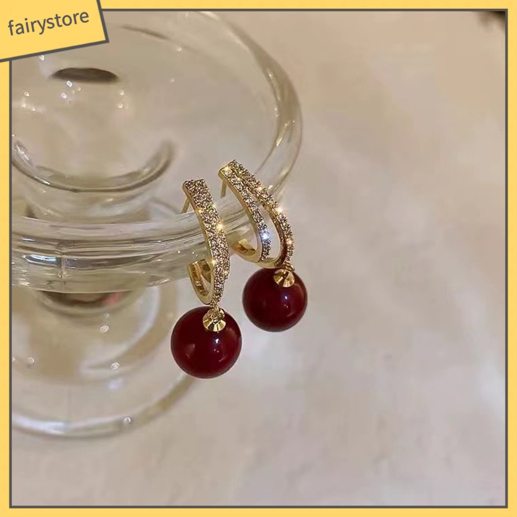 1 Đôi Bông Tai Đính Đá Phong Cách Pháp Cổ Điển Sang Trọng Dành Cho Nữ