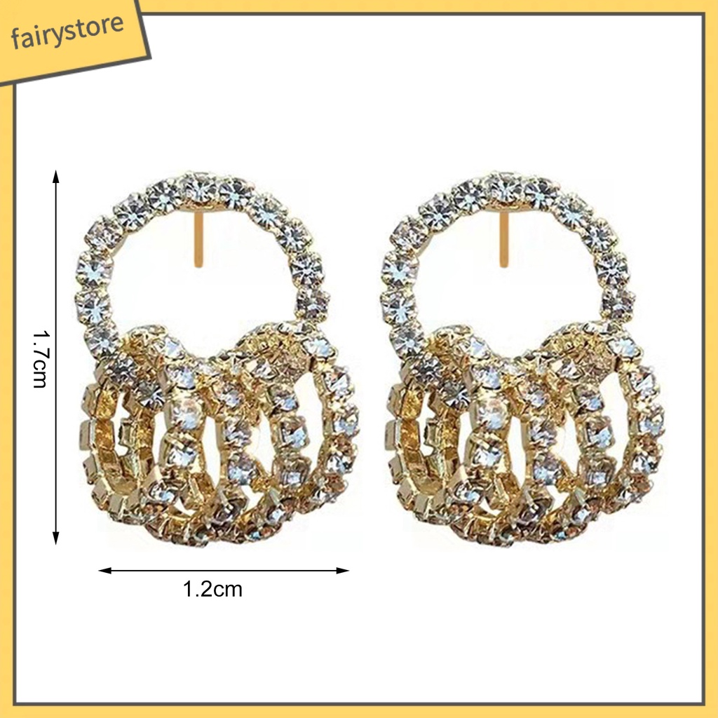 1 Đôi Bông Tai Tròn Đính Đá Lấp Lánh Dành Cho Nữ