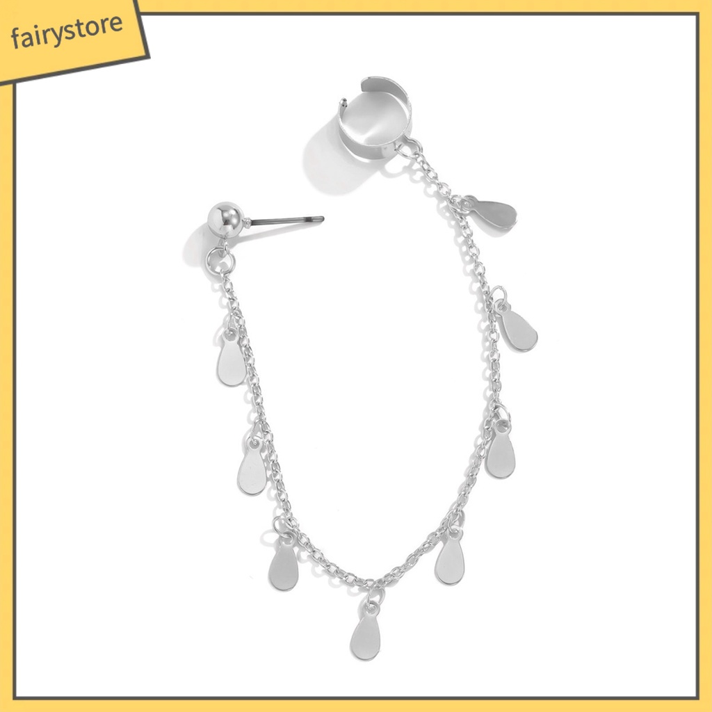 1 Khuyên Vành Tai Hình Trăng Sao Đính Ngọc Trai Nhân Tạo Thời Trang