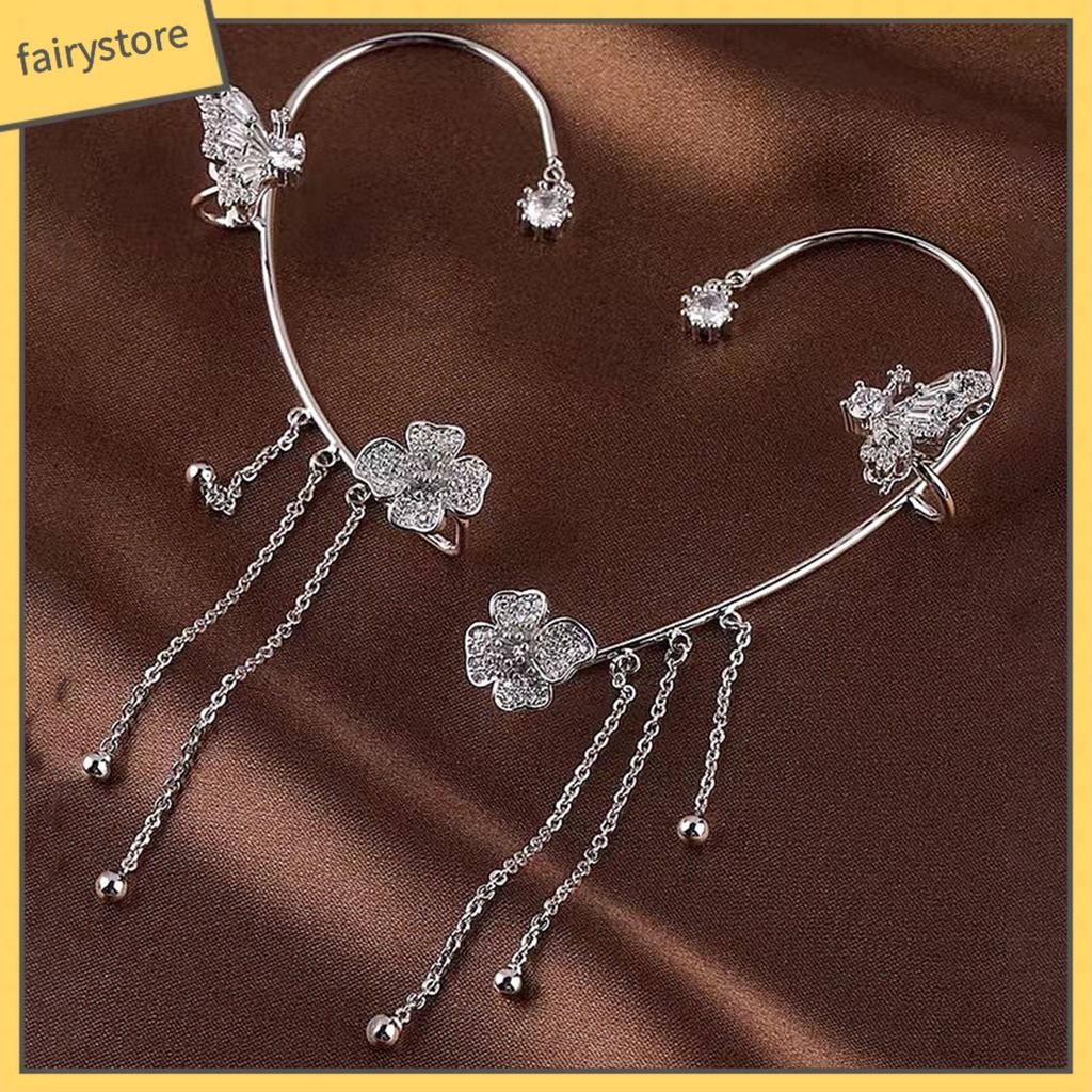 1 Khuyên Đeo Vành Tai Không Cần Xỏ Lỗ Hình Học Đính Đá Zircon Sang Trọng