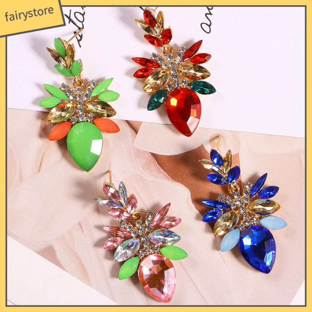 1 Đôi Khuyên Tai Đính Đá Thời Trang Cho Nữ