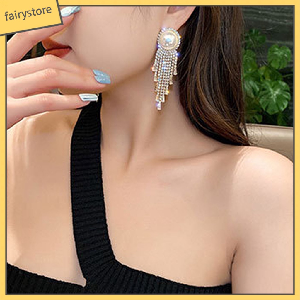 1 Đôi Bông Tai Hình Nơ / Trái Tim Đính Đá / Ngọc Trai Giả Lấp Lánh Thời Trang