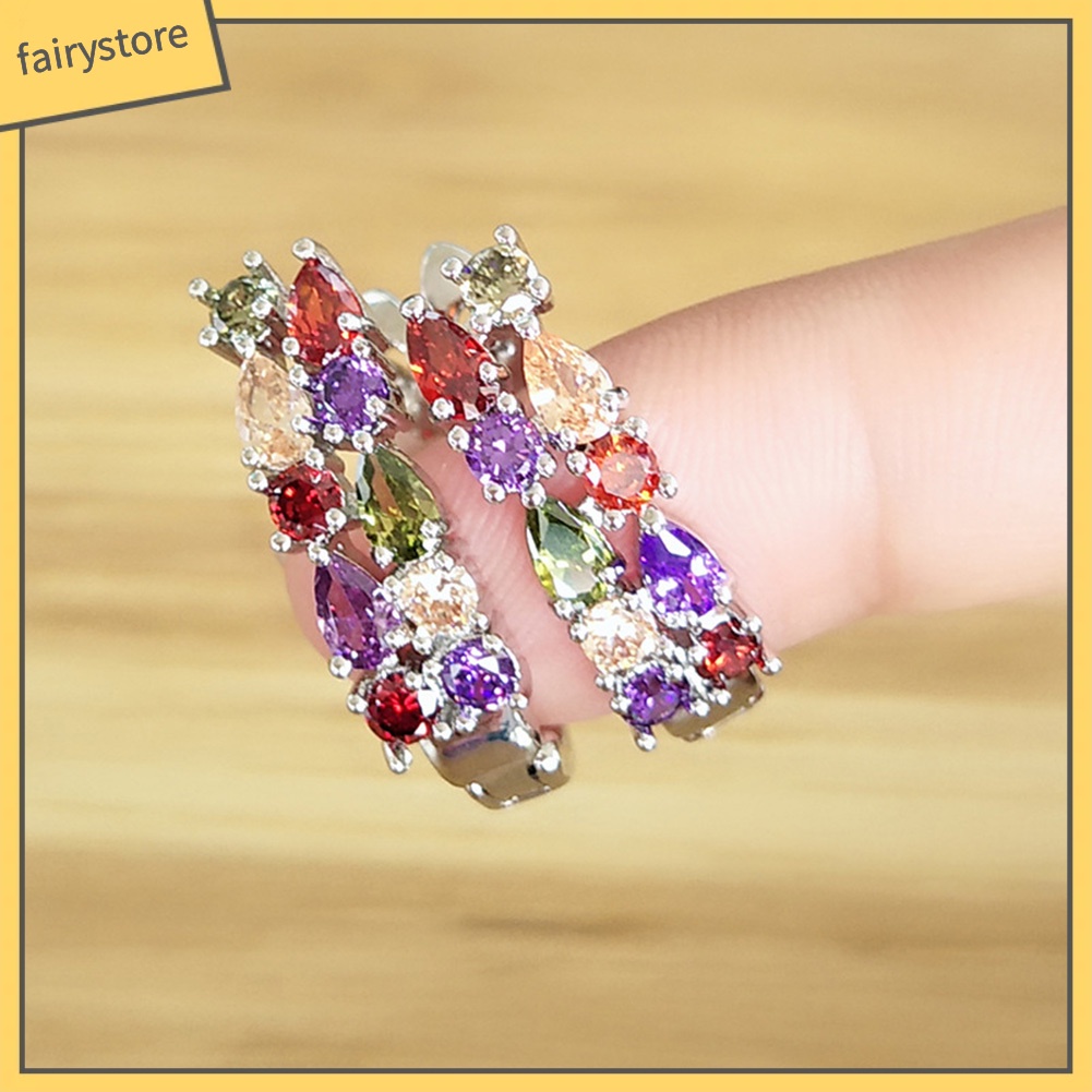 [FRO] Bông Tai Đính Đá Zircon Ngọc Trai Giả Nhiều Màu Sang Trọng Dành Cho Nữ