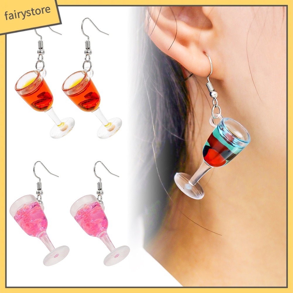 Bông Tai Dạng Móc Hình Ly Rượu Bằng Resin Thời Trang Cho Nữ