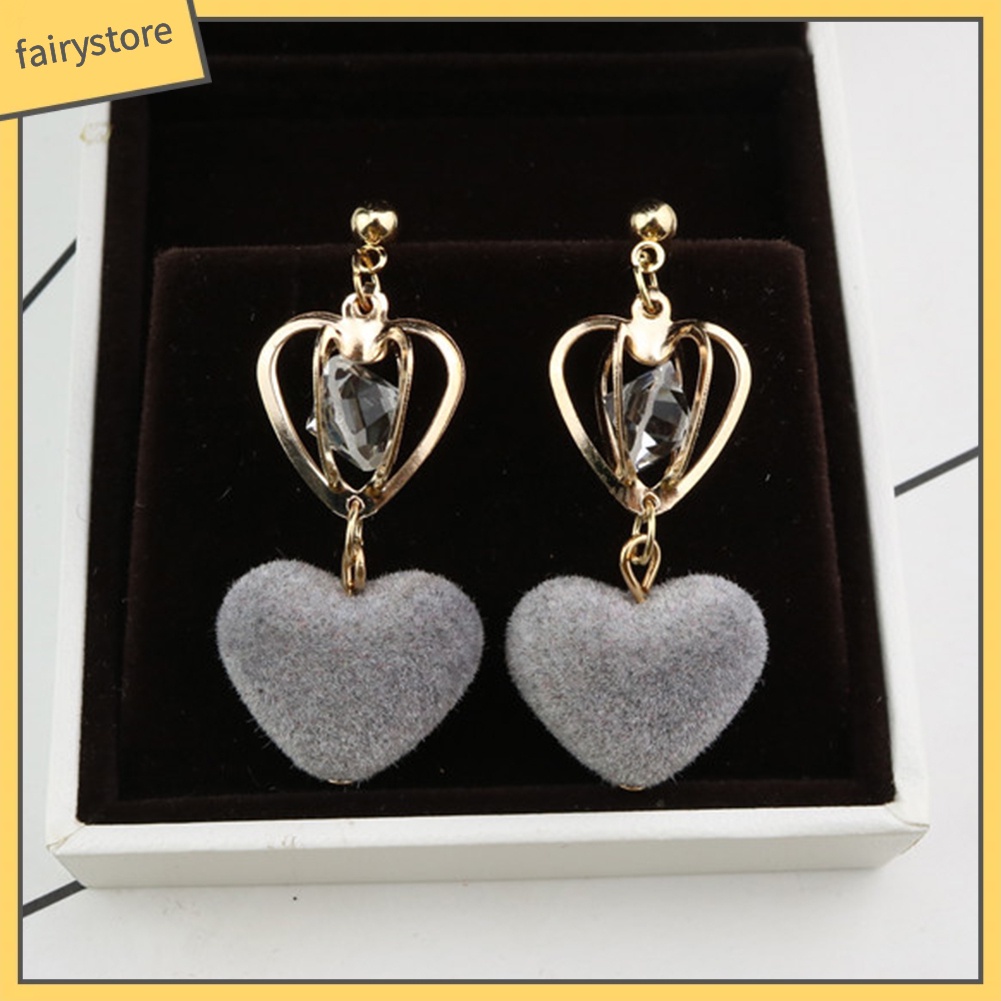 Bông Tai Hình Trái Tim / Vương Miện Đính Đá Lấp Lánh Thời Trang Cho Nữ