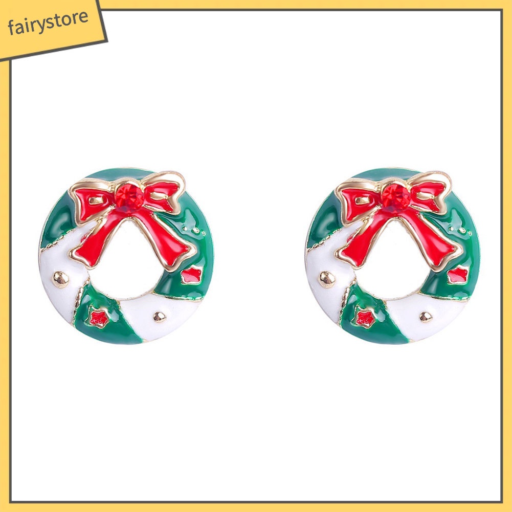 Bông Tai Hợp Kim Hình Cây Thông Đính Đá Thời Trang Giáng Sinh Cho Nữ